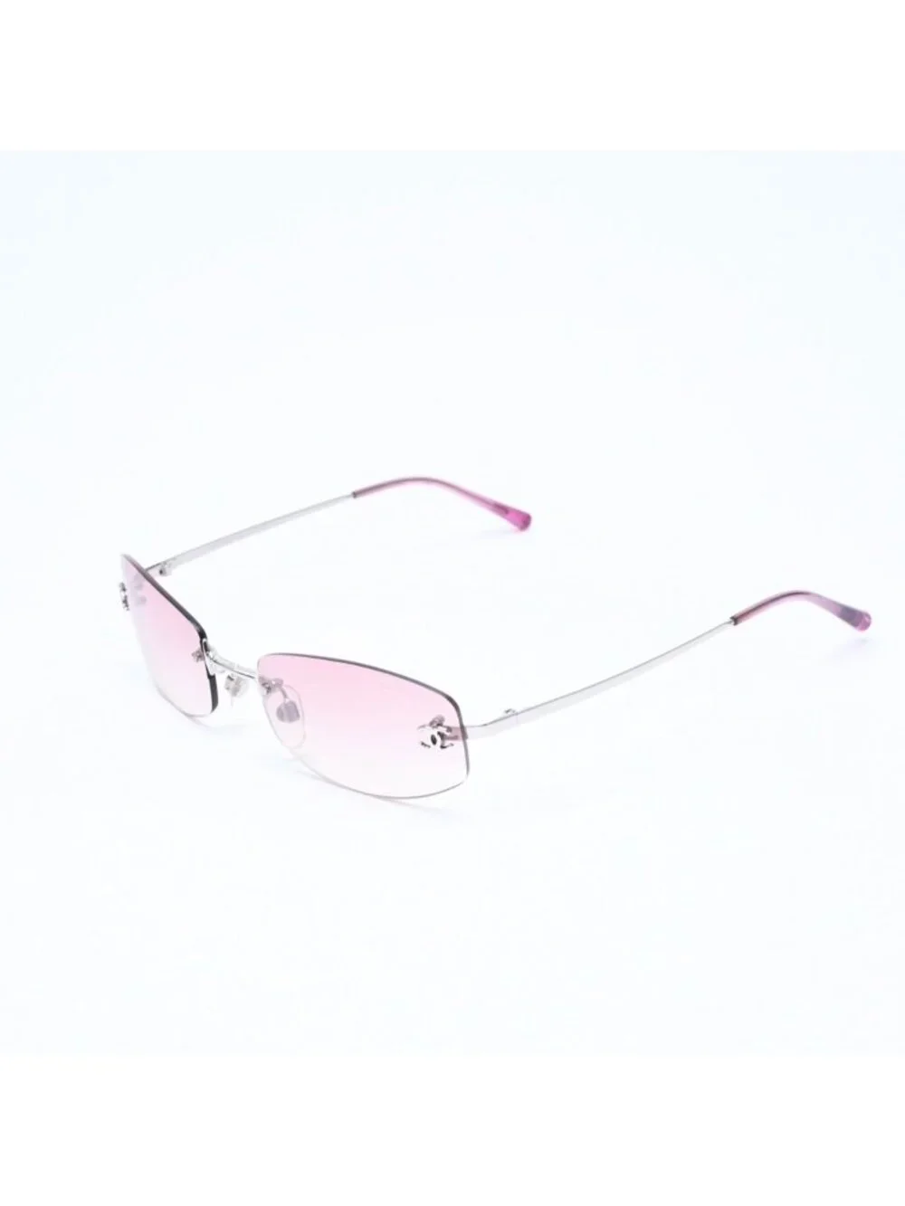 Chanel Rimless Sunglasses Eyewear CC Logo Pink Gradation